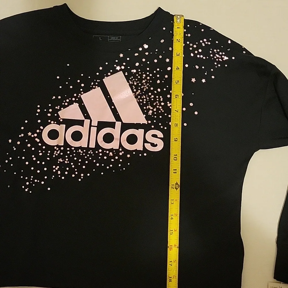 NWT: adidas Girls CrewNeck Long Sleeve Graphic Tee With Foil Logo & Purple Stars - Picture 12 of 12